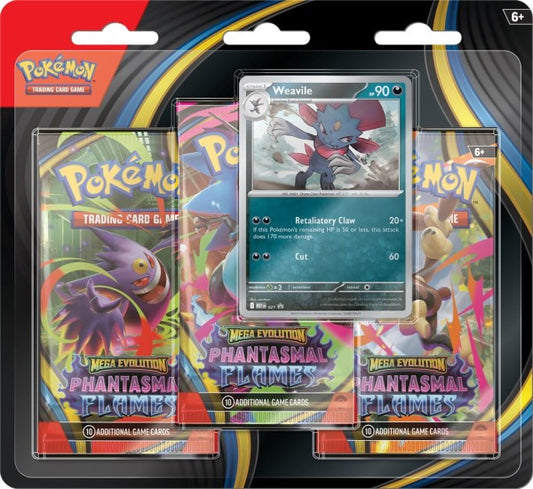 Pokémon TCG: Mega Evolution - Phantasmal Flames - 3-Pack Blister - Weavile