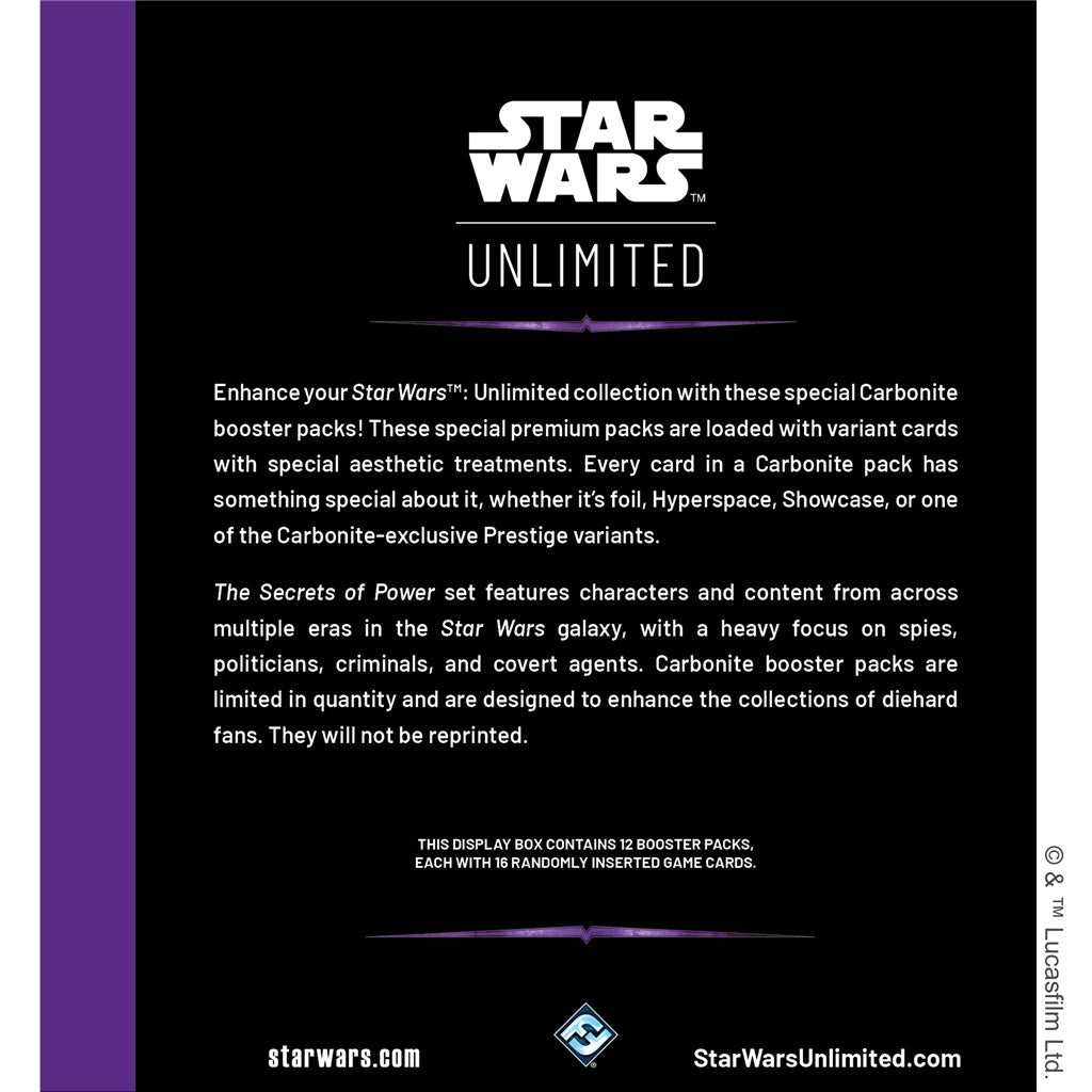 Star Wars: Unlimited Card Game - Secrets of Power - Carbonite Booster Display (12)